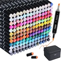 Alcohol Markers Soft Brush Tip,TOUCHNEW 30/60/80 Colors Dual Tip Brush&Chisel Art Markers Set for Adult Artists Drawing Coloring