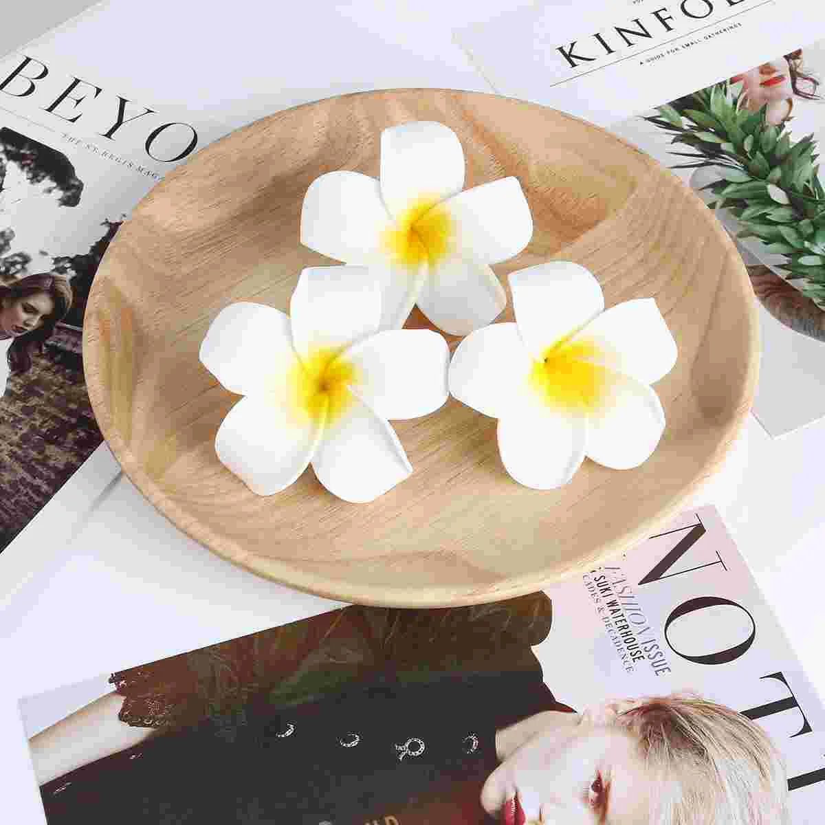 

FRCOLOR 10pcs 7cm Hawaii Flower Hair Clip Hairpin Simulation Egg Flower Headdress for Beach Luau Party (White with Yellow)