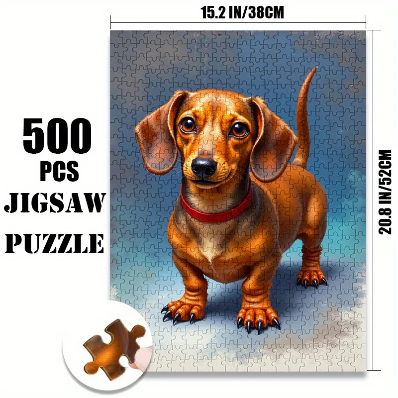 [500/1000pcs Dachshund Puzzle] 500/1000pcs Expert-Level Challenge Dachshund Jigsaw Puzzle | Realistic Dog Illustration, Scratc