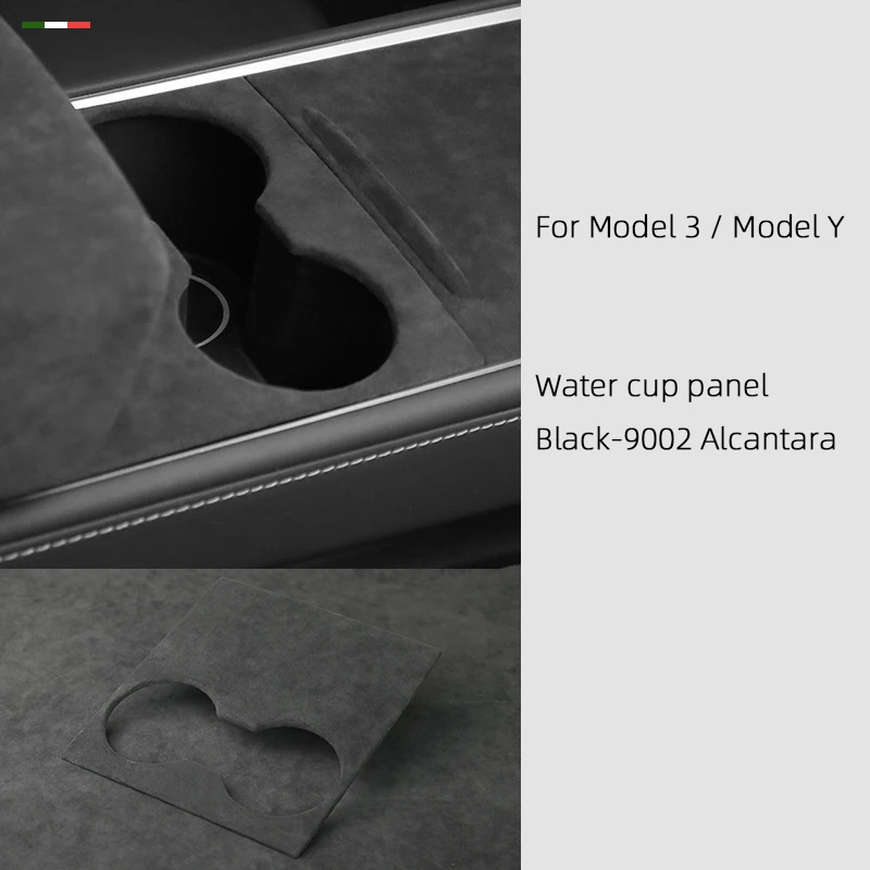For Tesla Model 3 Model Y 2018-2023 Super Suede Window Glass Lift Frame Car Armrest Box Lid Water Cup Panel Interior Accessories view 4