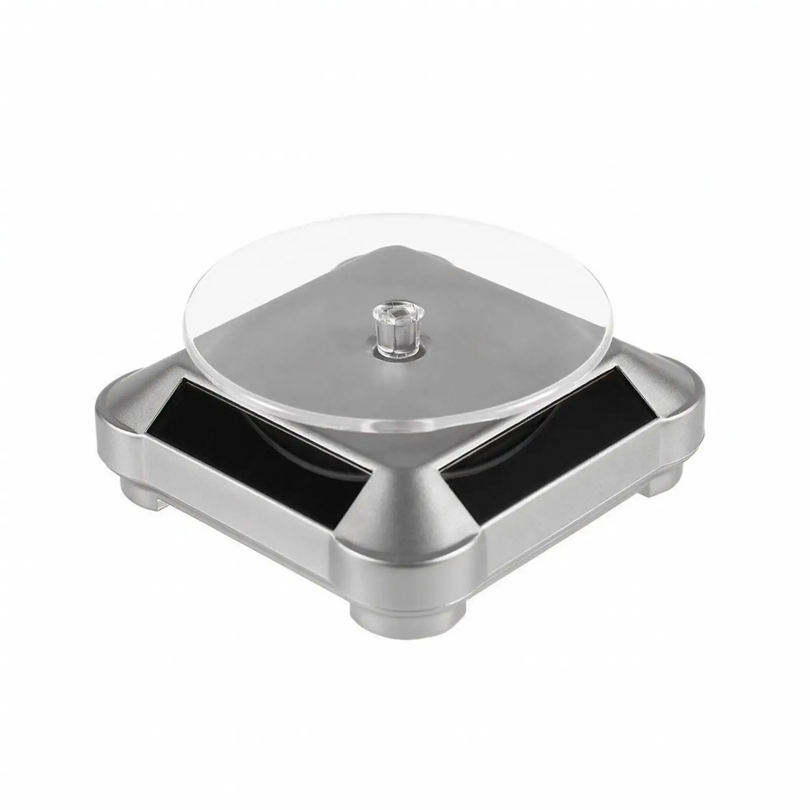 Rotating Display Turntable Solar Powered ABS Base for Jewelry Watches Cameras Small Items 360 Degree Rotation Counterclockwise