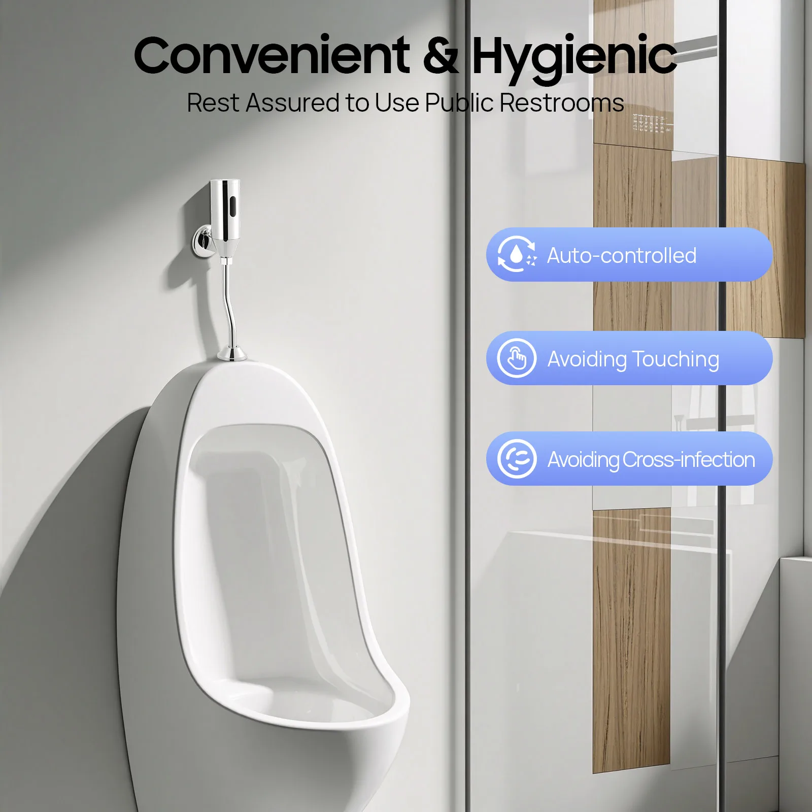 Automatic Sensor Urinal Flusher Urine Sensor Urinal Flush Valve Hygienic Touch-Free Operation, Touchless Urinal Flusher