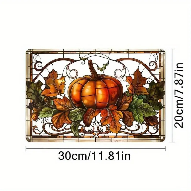 Autumn Thanksgiving Charming Pumpkin Stained Glass-Effect Hanging Ornament - Acrylic Window & Door Décor,Home & Garden