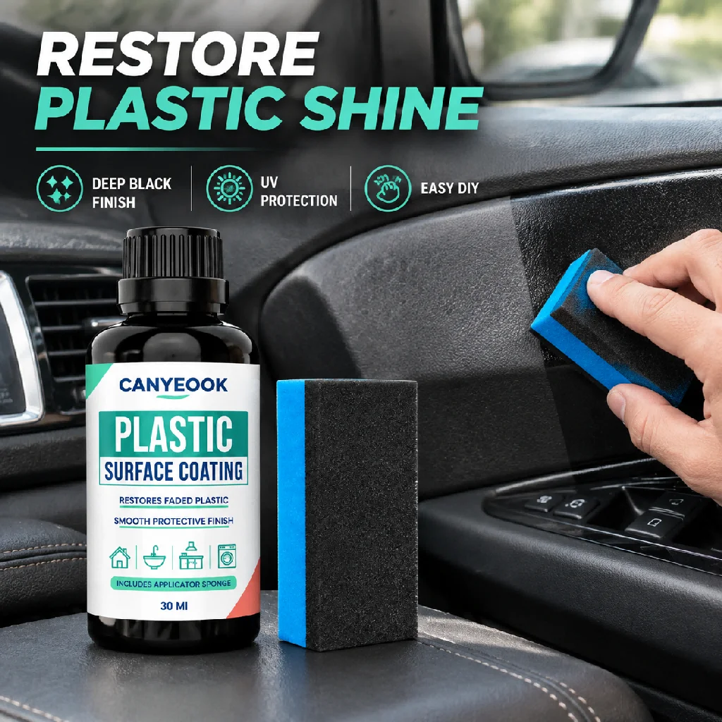 CANYEOOK Plastic & Rubber Refinisher Kit, Renew Dull Aged Parts, Form Hydrophobic Layer Against UV, Dust and Contamination