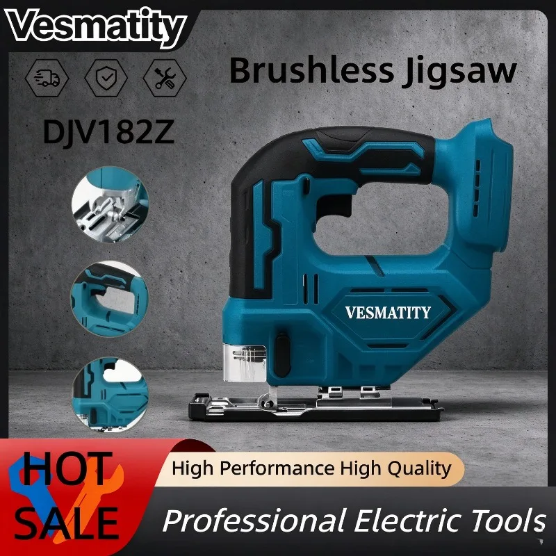 Brushless Jigsaw DJV182Z 340W with Saw Blade Cordless Barrel Handle Portable Carpenter Power Tool For Makita Battery