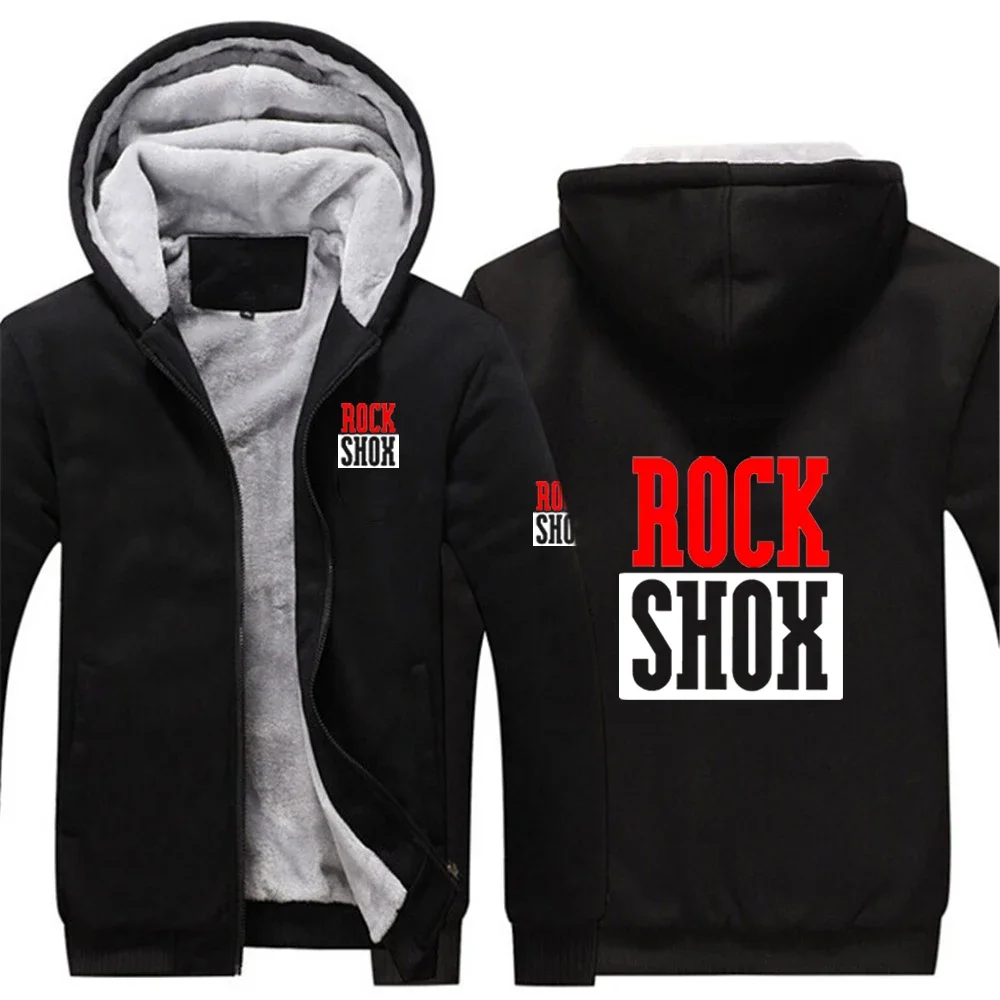 

Winter New Rock Shox Logo Mens Printing Custom Man Sweatshirts Streetwear Warm Thicken Hoodies Zipper Hooded Male Jackets Tops