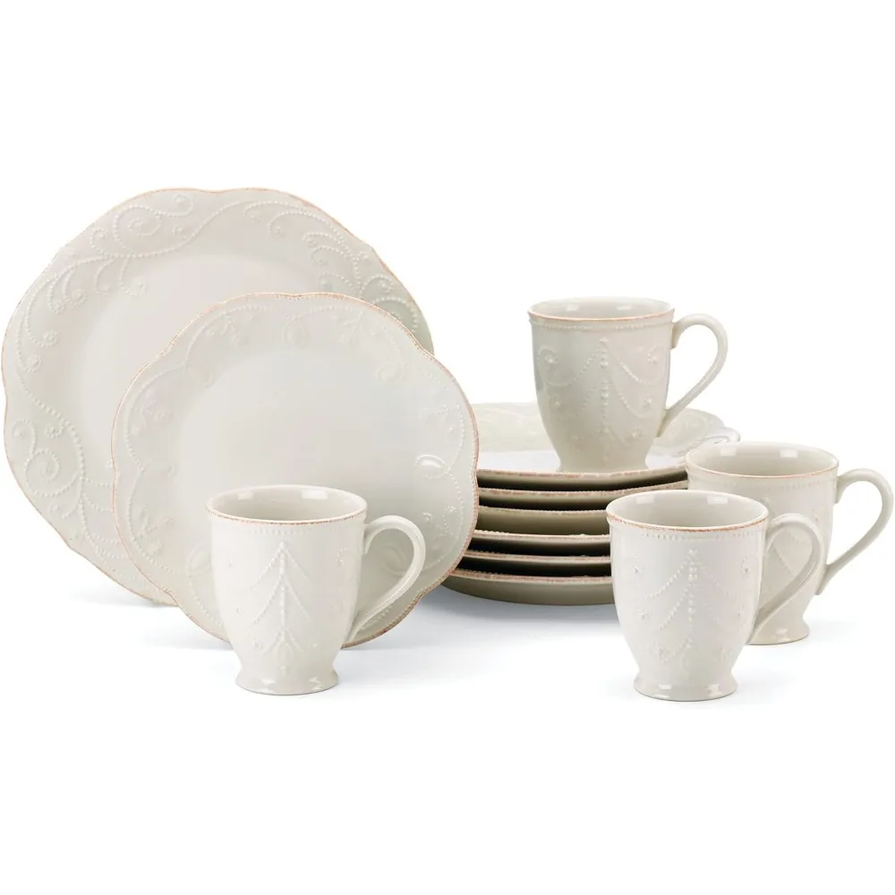 7.5-inch white plate set, set for four people, simple style, suitable for all kinds of holidays and family gatherings