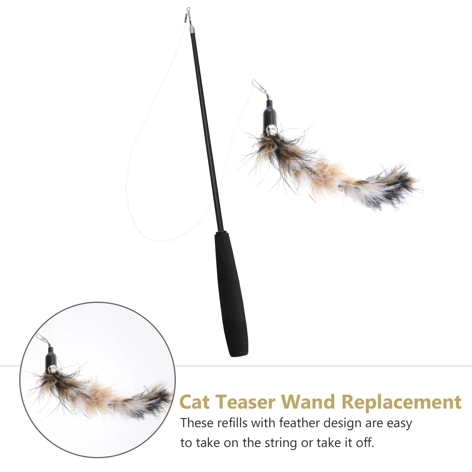 

5Pcs Refills Eco-Friendly Cat Teaser Wand Interactive Pet Catcher Gift for Cats Kittens Trust Companionship