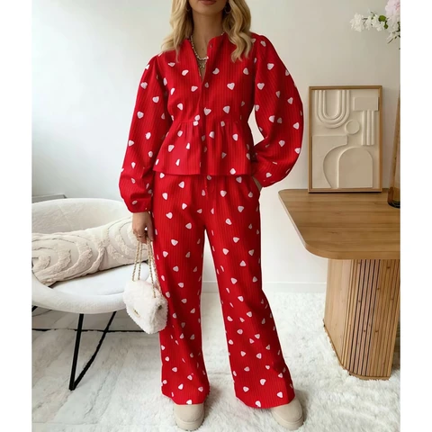 Combhasaki Женская пижама  Love Heart розовый полиэстер
