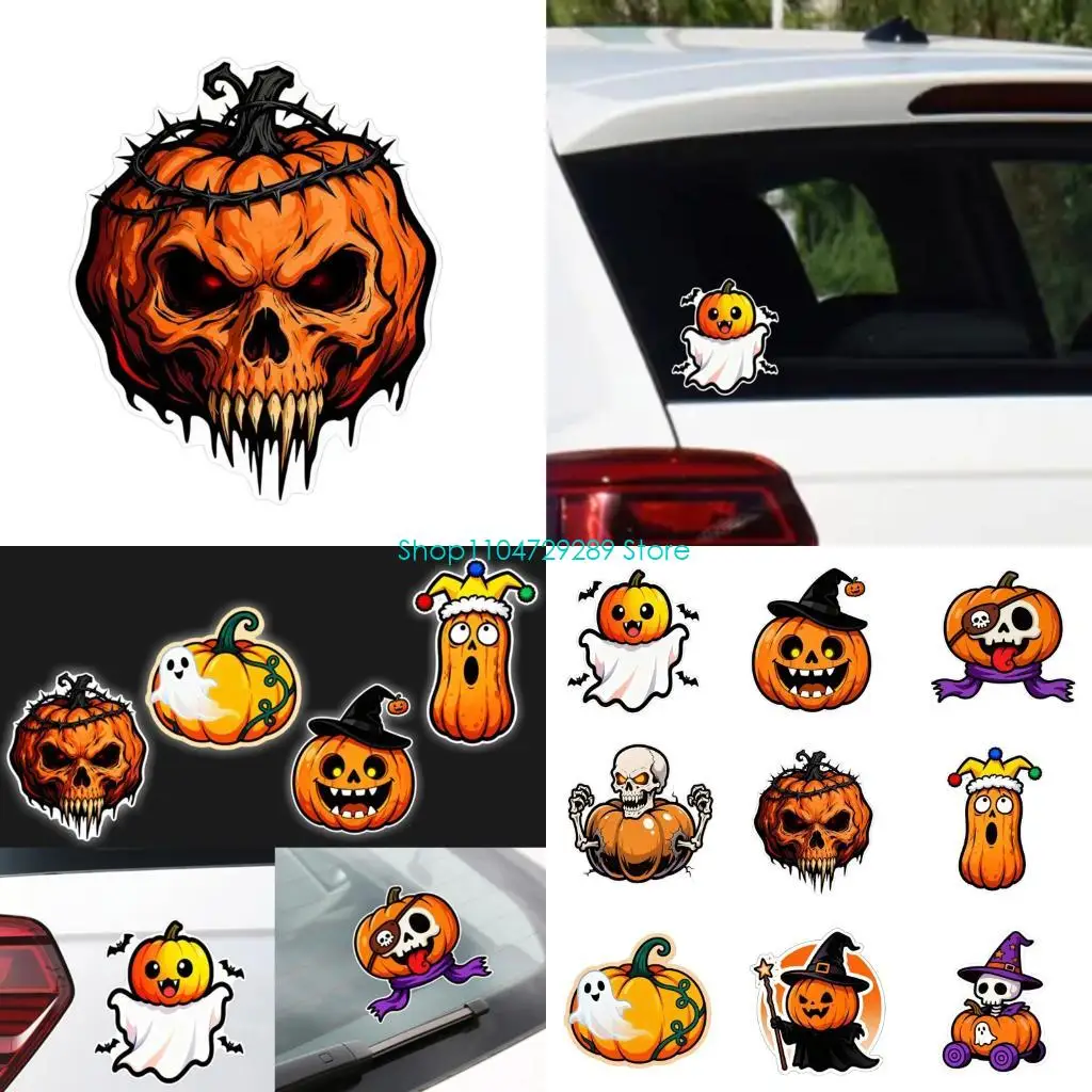 

D8KE Клейкие наклейки на тыквенный автомобиль Хэллоуин