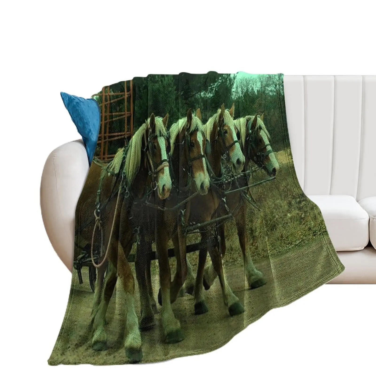 Color version of the horse working team Throw Blanket Sofa funny gift Blankets