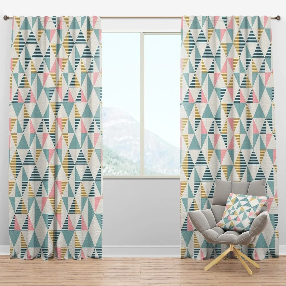 Thermal Insulated Retro Geometrical Abstract Pattern Curtains for Bedrooms and Living Rooms - Ideal for Room Insulation and Styl