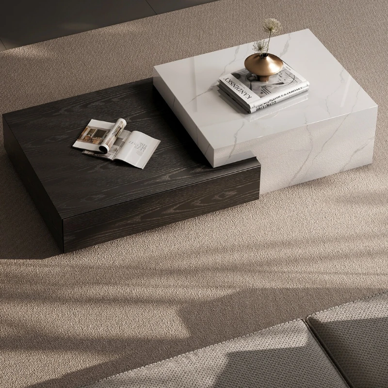 Minimalist modern vintage style black-and-white coffee table TV cabinet for small apartments