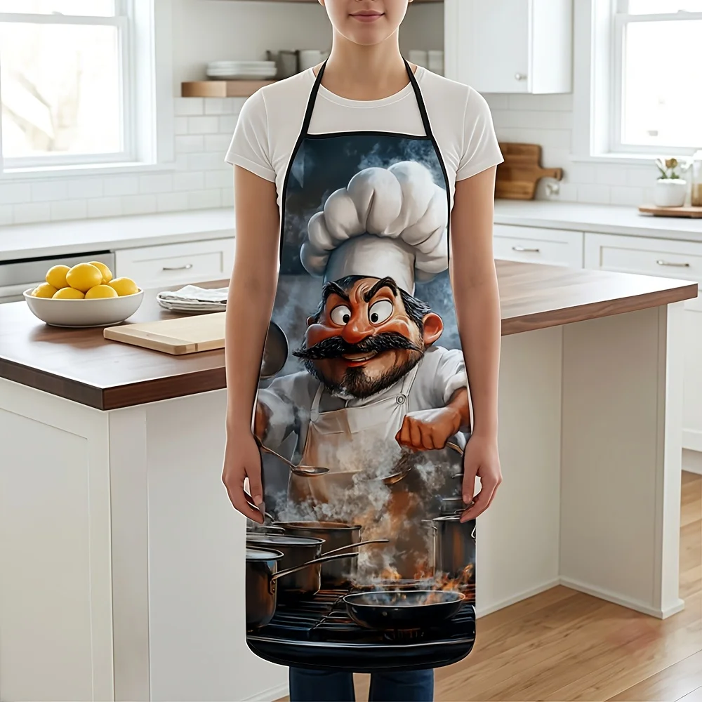 Funny Chef Cartoon Apron for Kitchen Cooking Baking BBQ Grill Master Apron Gift for Him Her