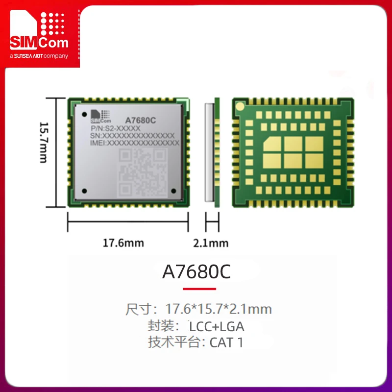 Módulo de comunicação SIMCOM core signal A7680C 1606 plataforma 4g com posicionamento de voz dual SIM suporte cartão SD