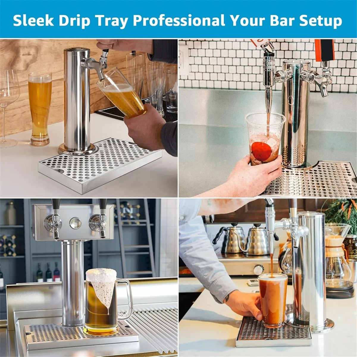 

New Beer Drip Tray for Kegerator, Stainless Steel Kegerator Drip Tray Beer Drip Tray for Beer Tap Cutout Kegerator