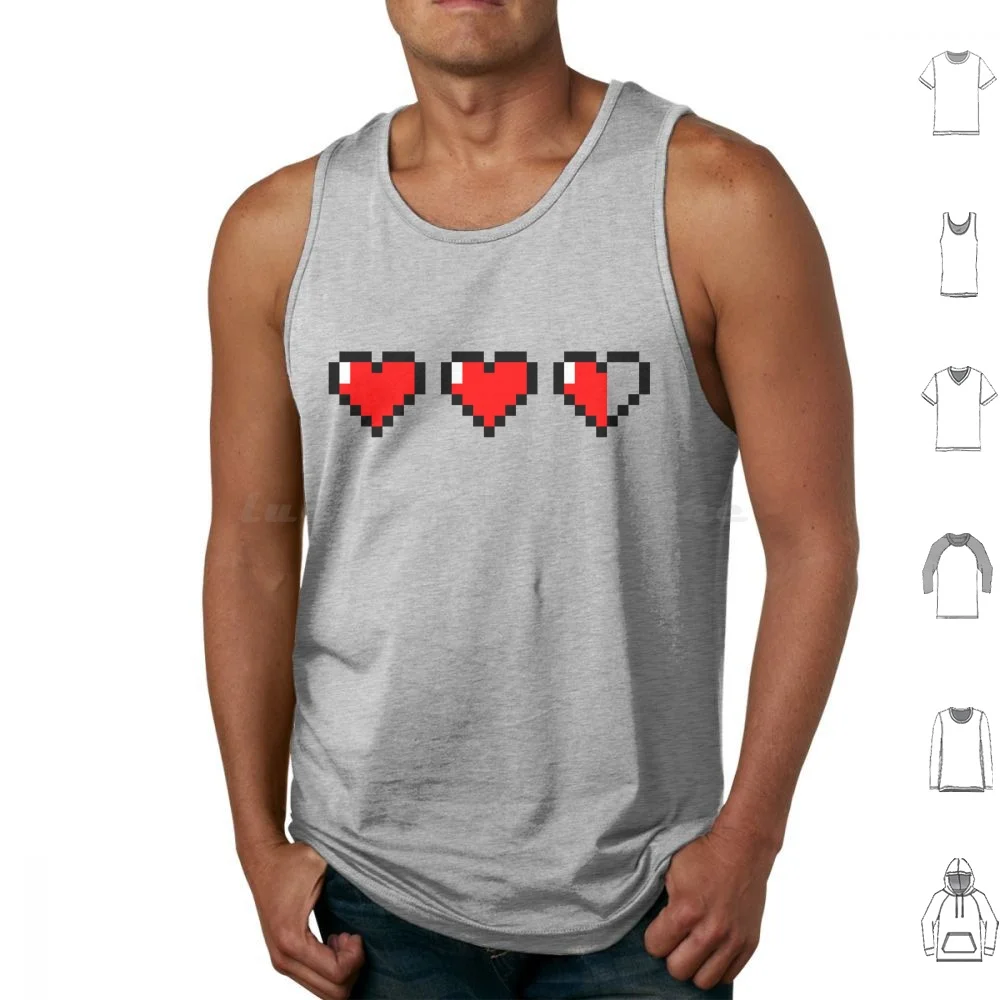 8-Bit Heart Container Tank Tops Print Cotton 8 Bit Heart Container Heart Lives Extra Lives Video Games Hyrule Hyrule