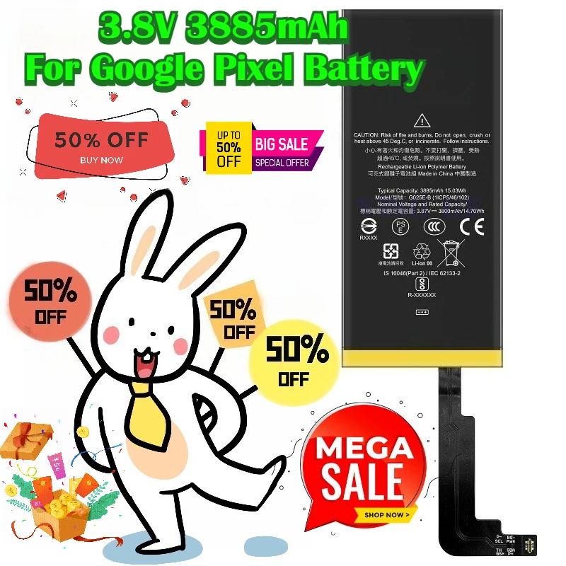 

3.8V 3885mAh for Google Pixel 4A 5G G025E-B European Version Mobile Phone Battery