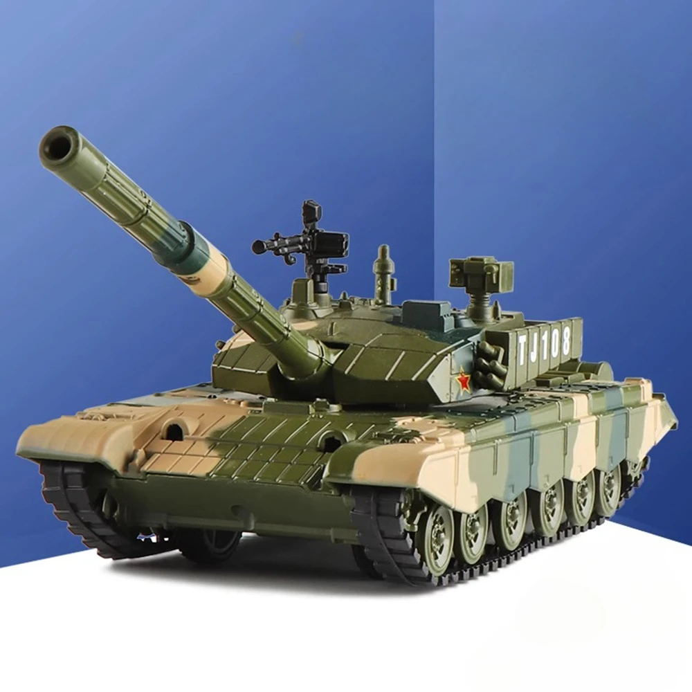 

1:32 Тип 99, модель основного боевого танка, литая под давлением модель автомобиля, игрушечный звук, свет, откатный металлический корпус, резиновая гусеничная модель автомобиля, моделирование