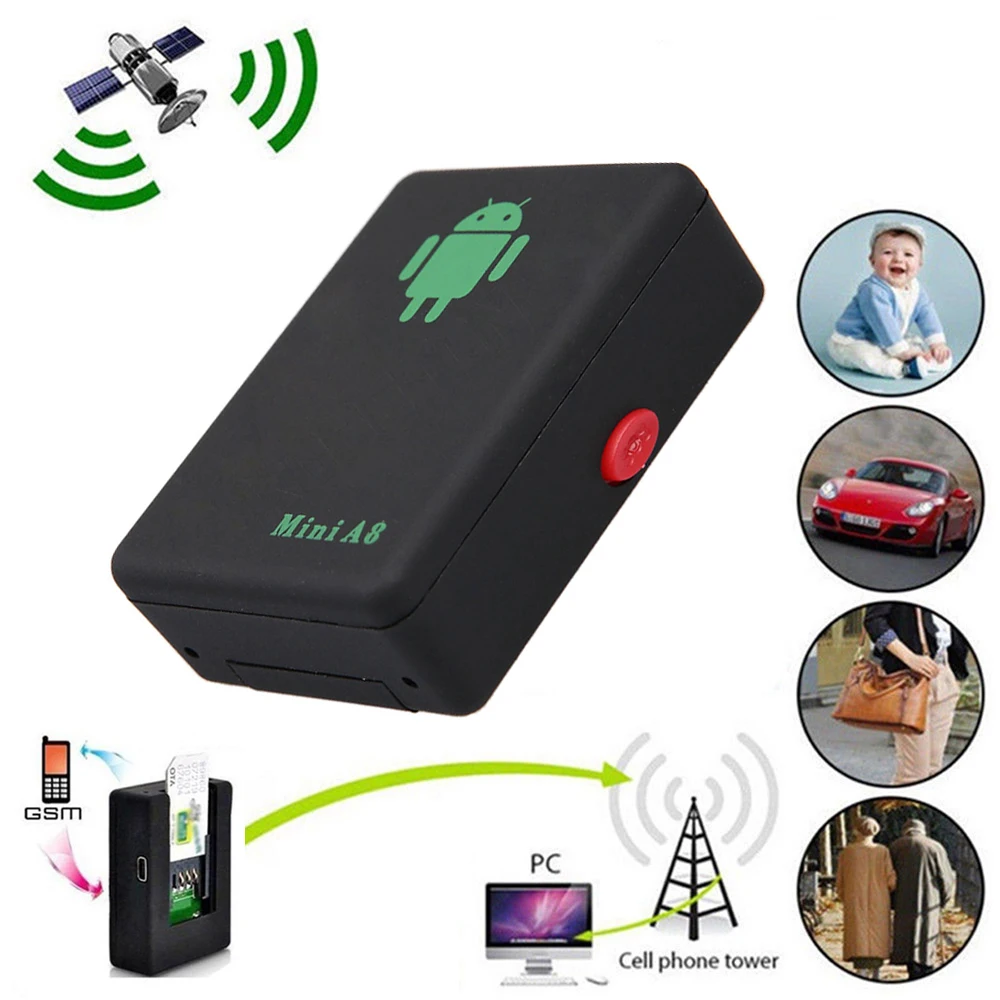 Устройство отслеживания в реальном времени Mini A8 LBS Tracker Global GSM GPRS LBS с кнопкой SOS для автомобилей, детей, старших питомцев, локатор