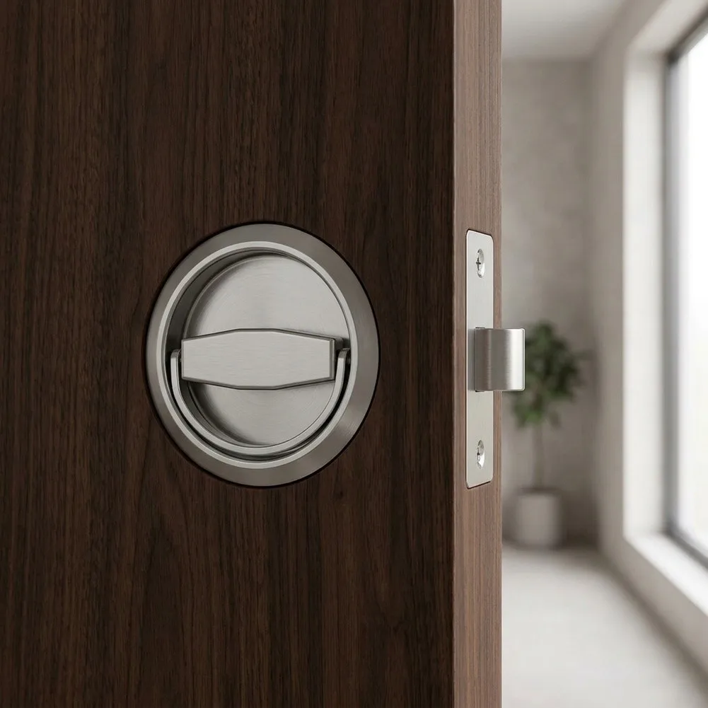 1/2pcs Stainless Steel Flush Door Lock Set Flip Out Recessed Pull Sliding Concealed Door Latch Indoor Home Renovation Hardware