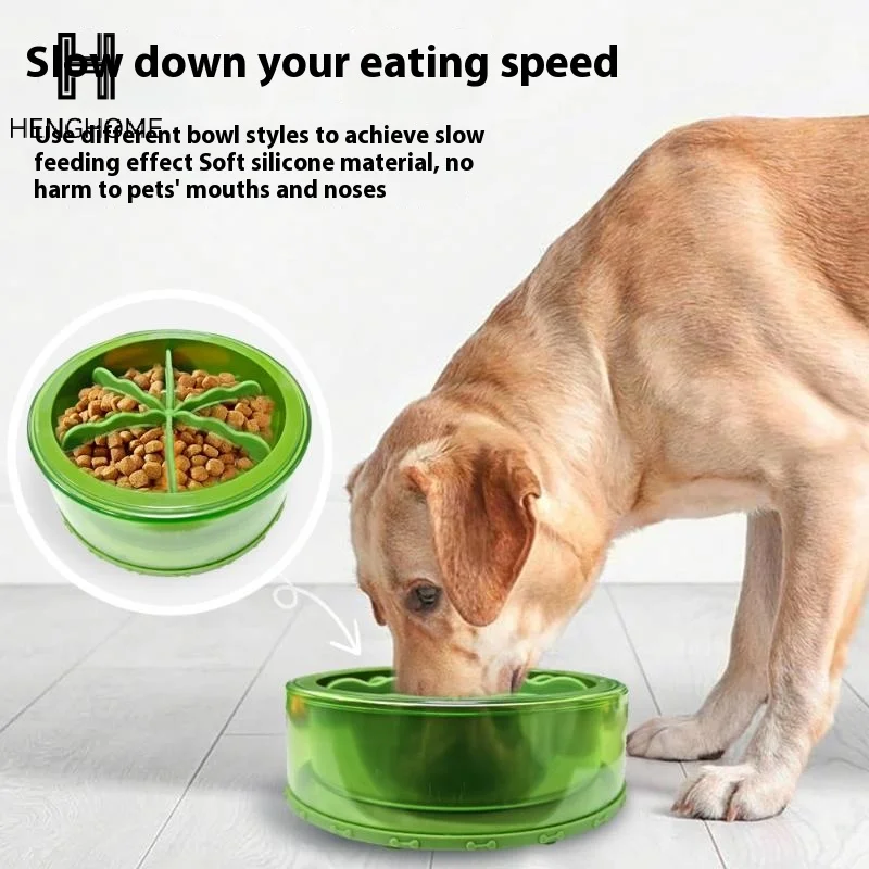 Dispensador de comida lenta para perros, giratorio, antiastres, alimentador para mascotas, potente ventosa, comida lenta, cuenco alimentador lento antiasfixia