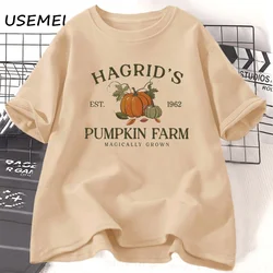 Fall T-shirts Vintage Hagrid's Pumpkin Patch Halloween T Shirt Women Men Farm Autumn Halloween Tees Unisex Cotton Graphic Tees