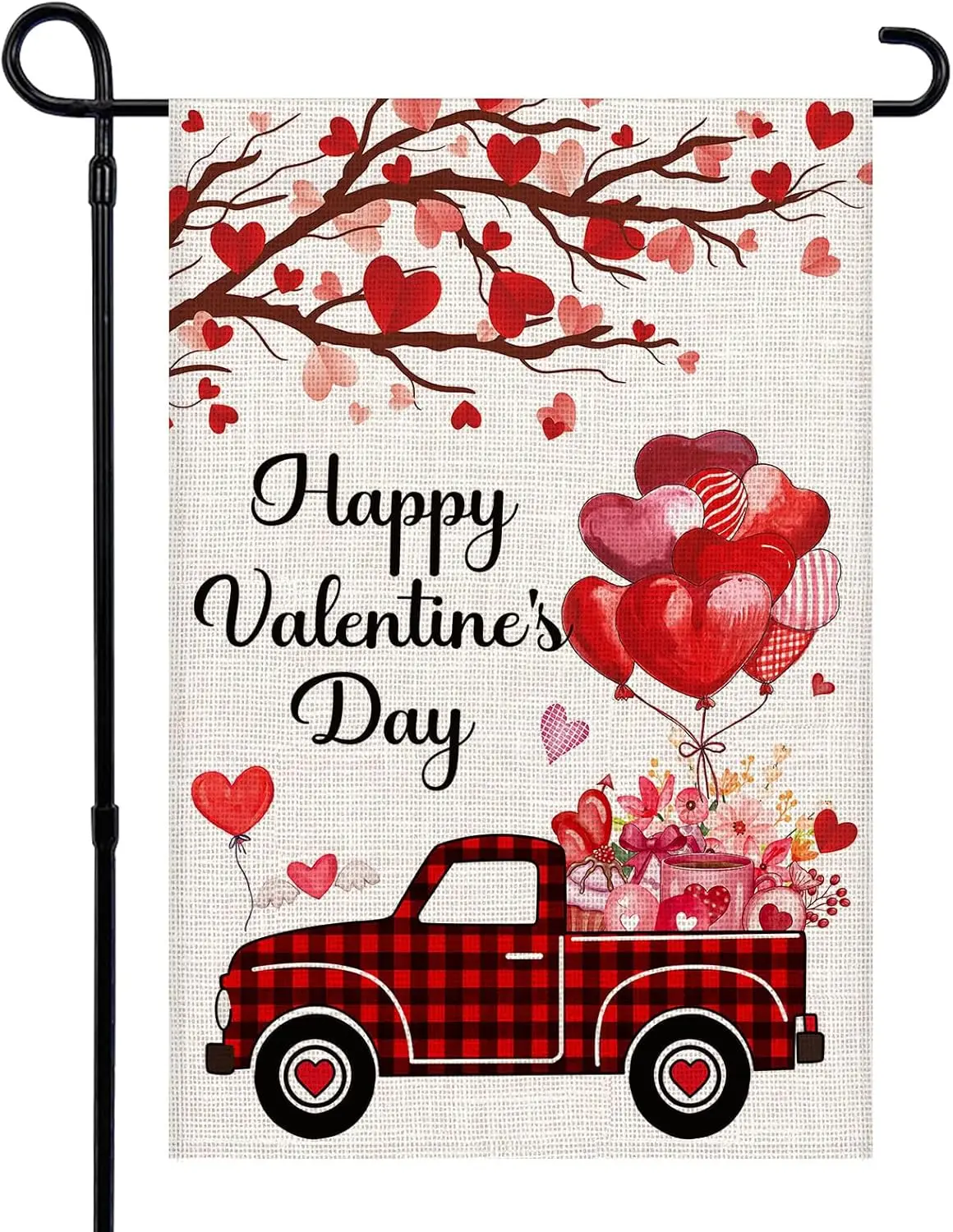 عيد الحب سعيد حديقة العلم 12x18 بوصة الحب مزدوجة الوجهين الخيش الصغيرة للأعلام الخارجية فناء الشرفة راية الأربعاء JHH