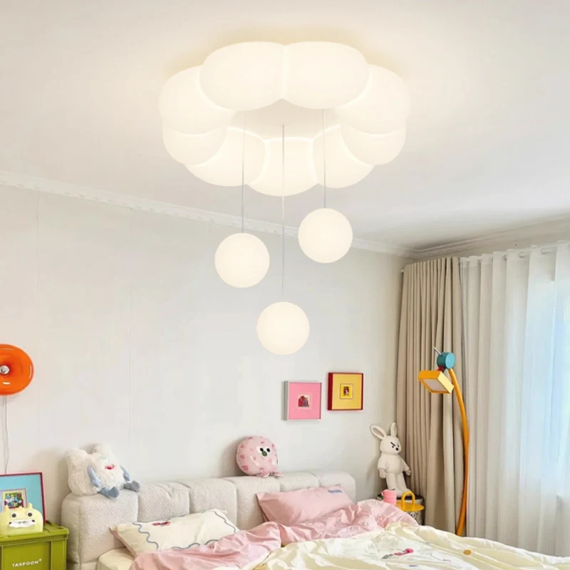 

Children's Room Cloud Ceiling Lights LED White Cloud Bubble Ball Lamp Cream Style Warm Baby Room Boy Girl Bedroom Ceiling Lamps