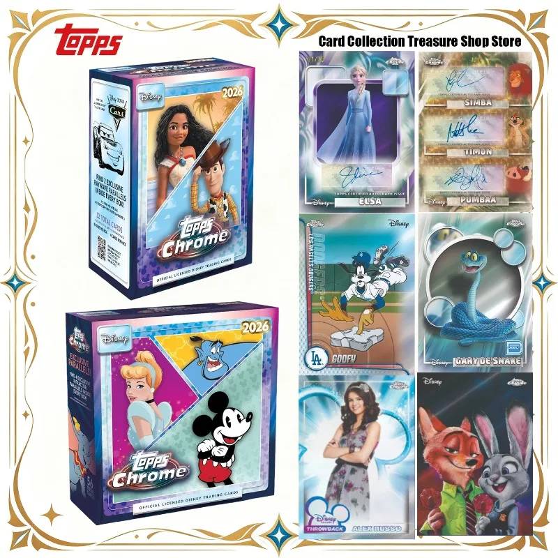 2026 Topps Chrome Official Disney Trading Cards Value/Mega Blind Boxes Mickey Woody Cinderella Collectible Cards for Disney Fans