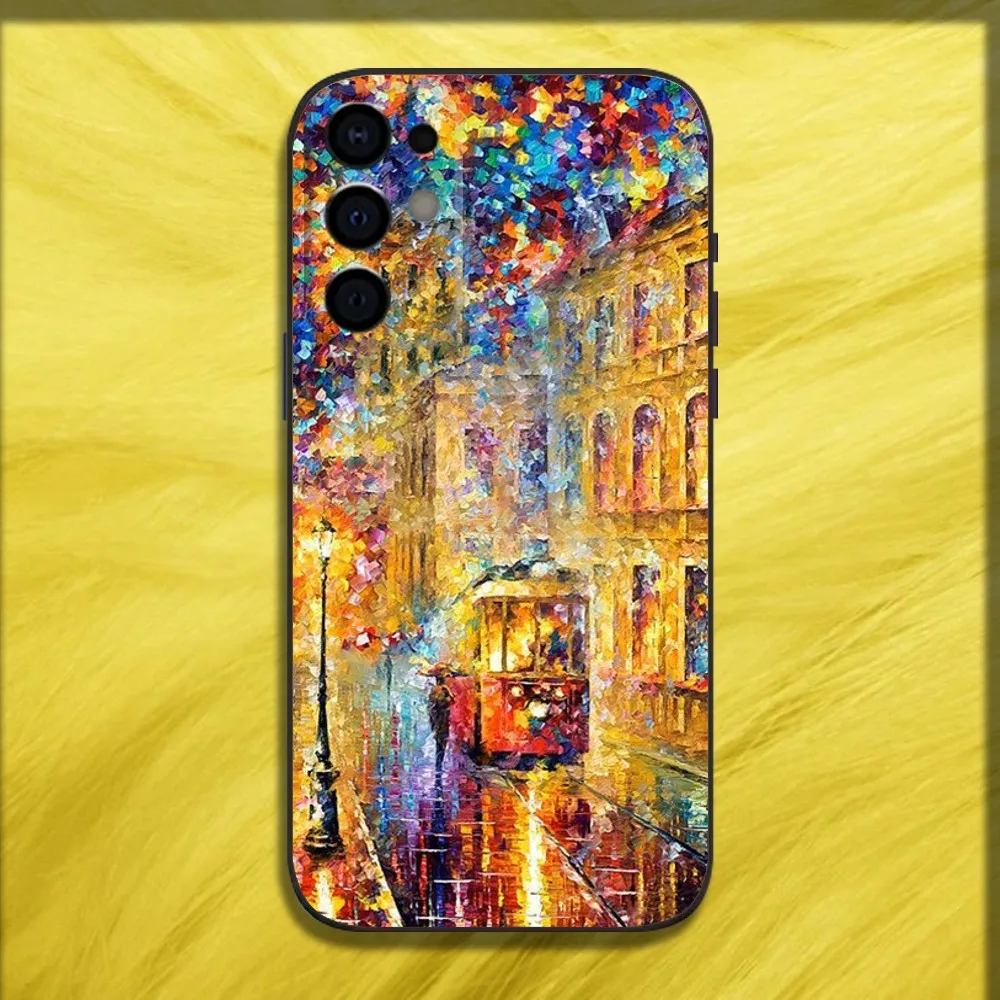 L-Leonid Afremov Oil Painting Phone Case For Samsung S24,S21,S22,S23,S30,Ultra,S20,Plus,Fe,Lite,Note,10,9,5G Black Soft Shell