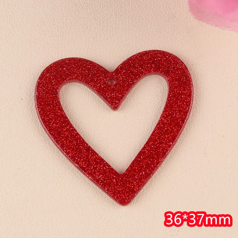 وصل جديد 46 قطعة/الوحدة لون طباعة الكرتون قلوب شكل الاكريليك الخرز diy مجوهرات الملابس قلادة الإكسسوارات