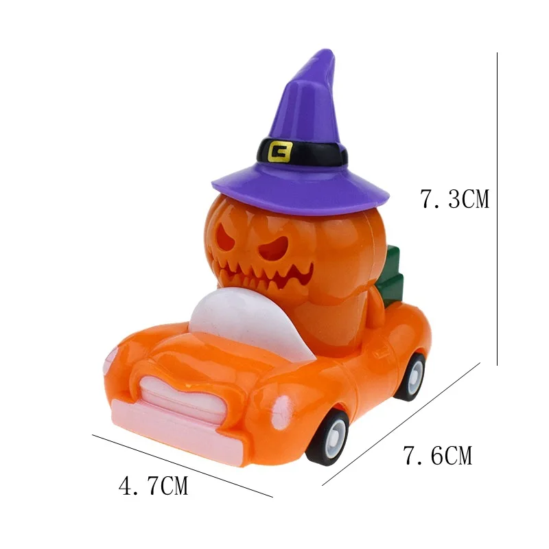 Novedad calabaza de Halloween tirar hacia atrás coche de juguete simulación de dibujos animados esqueleto fantasma coche de inercia Halloween pequeños regalos juguetes para niños