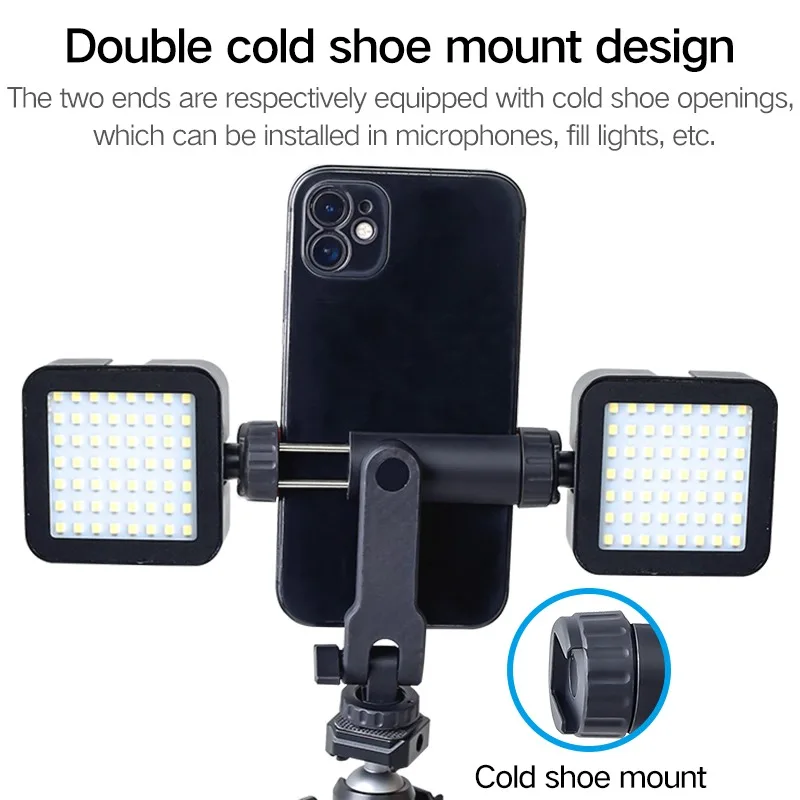 360°Rotatable Phone Holder Vertical Shoot PhoneMount Tripod Mount With Cold Shoe Phone Clip Clamp Vlog Video