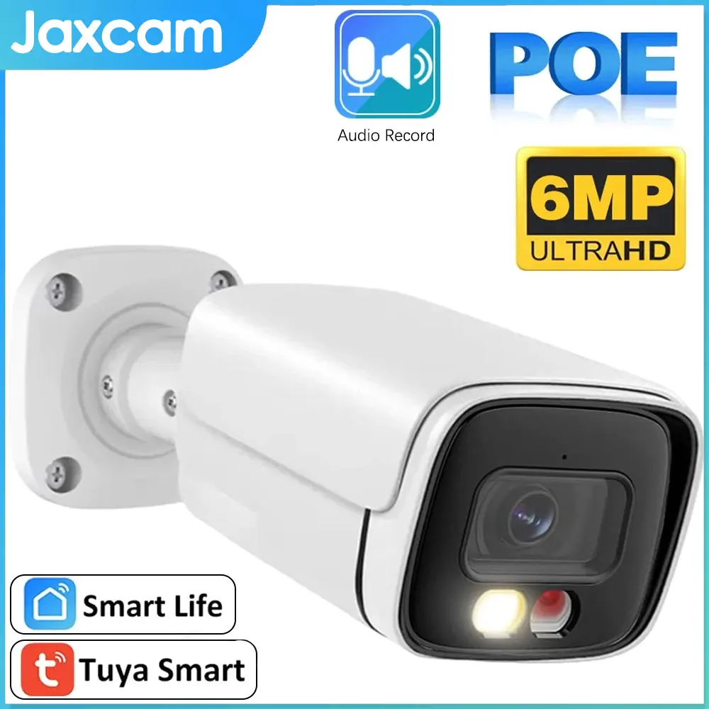 

POE IP Camera Outdoor Metal Bullet CCTV Home 6MP Color Night Vision Human Detection 2-Audio Security IP Camera TUYA Smart Life