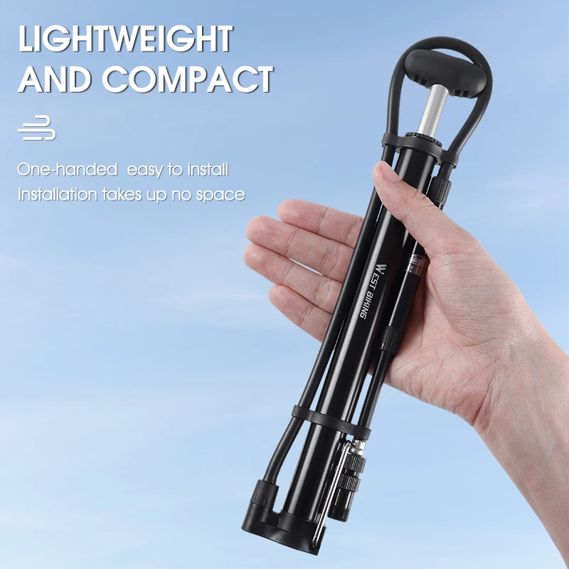 مضخة دراجة محمولة من WEST BIKING، خرطوم طويل، مضخة قدم للدراجة مع مقياس بريستا وصمام شريدر، ملحقات مضخة هواء لإطارات الدراجات