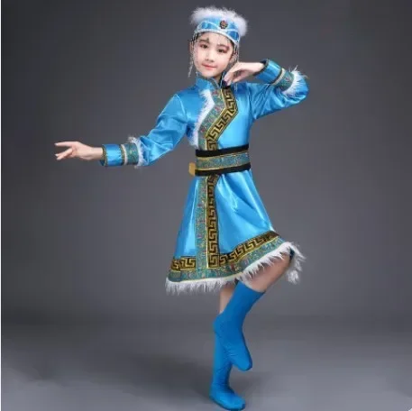 Costumi di danza mongola per bambini per ragazze abbigliamento nazionale cinese performance sul palco abbigliamento da ballo popolare capodanno