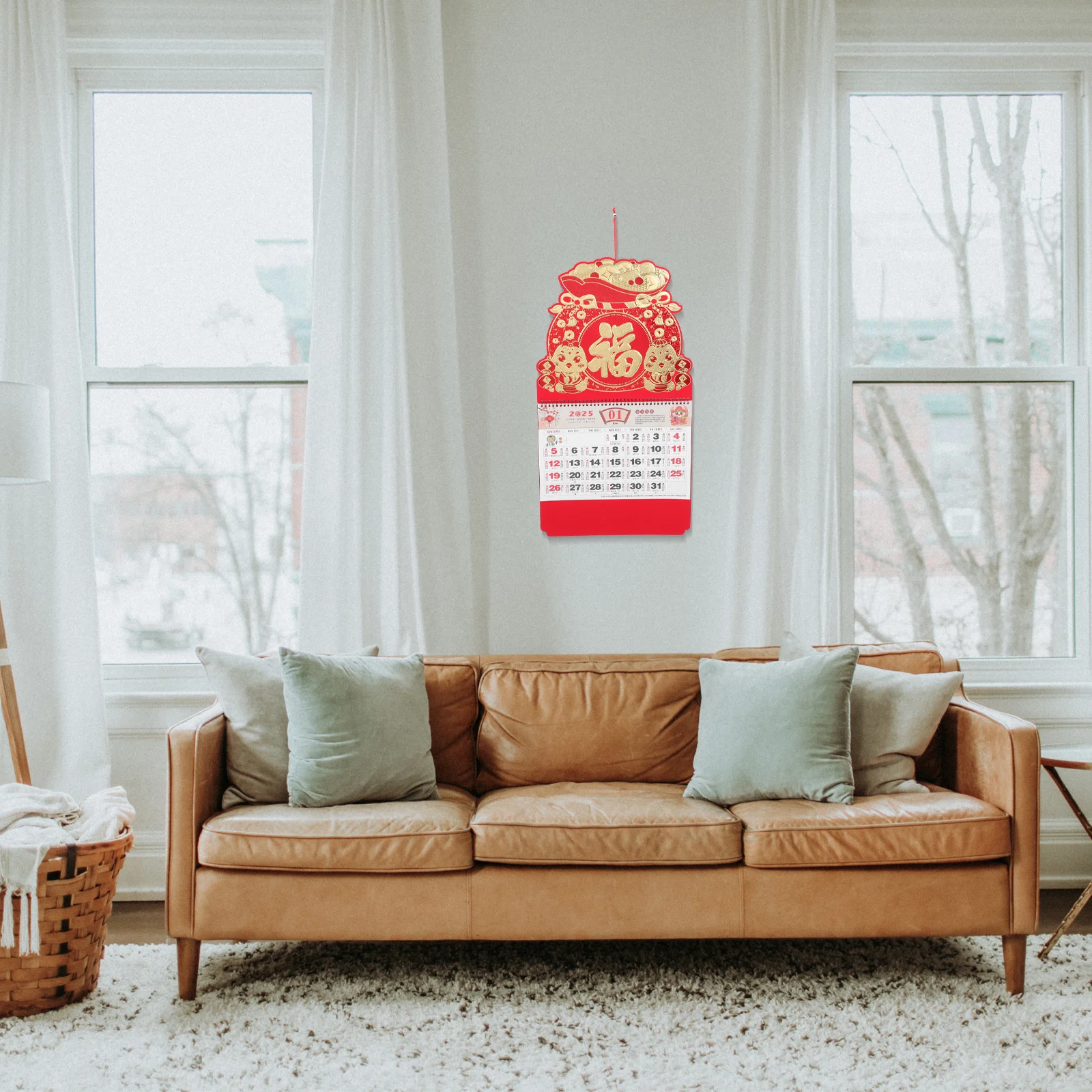 

2025 год змеи, красный тисненый китайский лунный настенный календарь, доска с удачей, ежемесячный подвесной декор, календари для заметок для дома и офиса