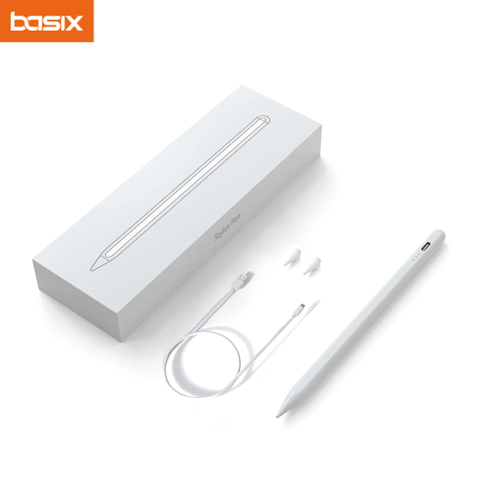 Basix For Apple Pencil Stylus Lite with LED for iPad Palm Rejection Magnetic Design Touch Pen for Tablet for iPad Pro 2018-2023