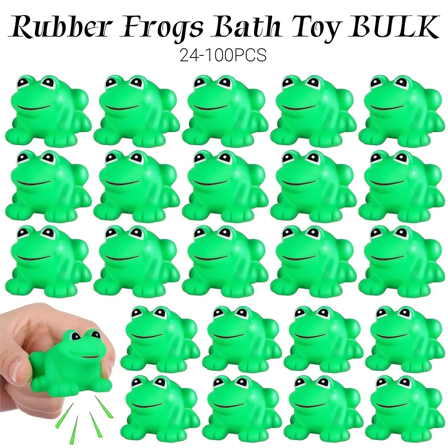 24-100PCS Rubber Frogs Squeak & Floating Mini Frogs Bath Toys Bulk Frog Bathtub Toys for Birthday Party Classroom