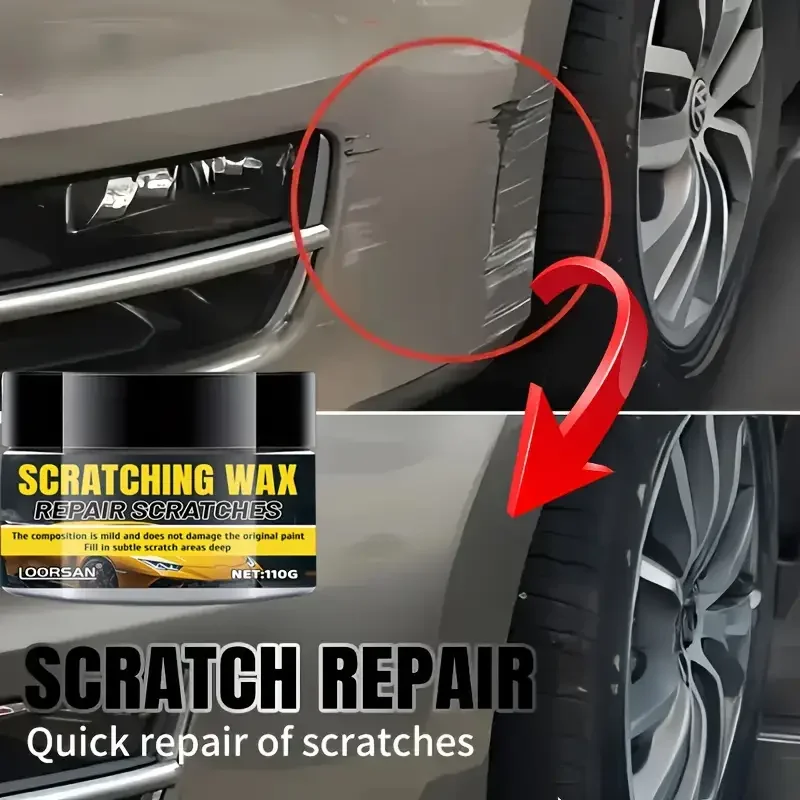 طقم إصلاح خدوش طلاء السيارات - كريم شمع عالمي 110 جرام لإزالة الخدوش بسرعة، واستعادة سطح الطلاء وعالي اللمعان