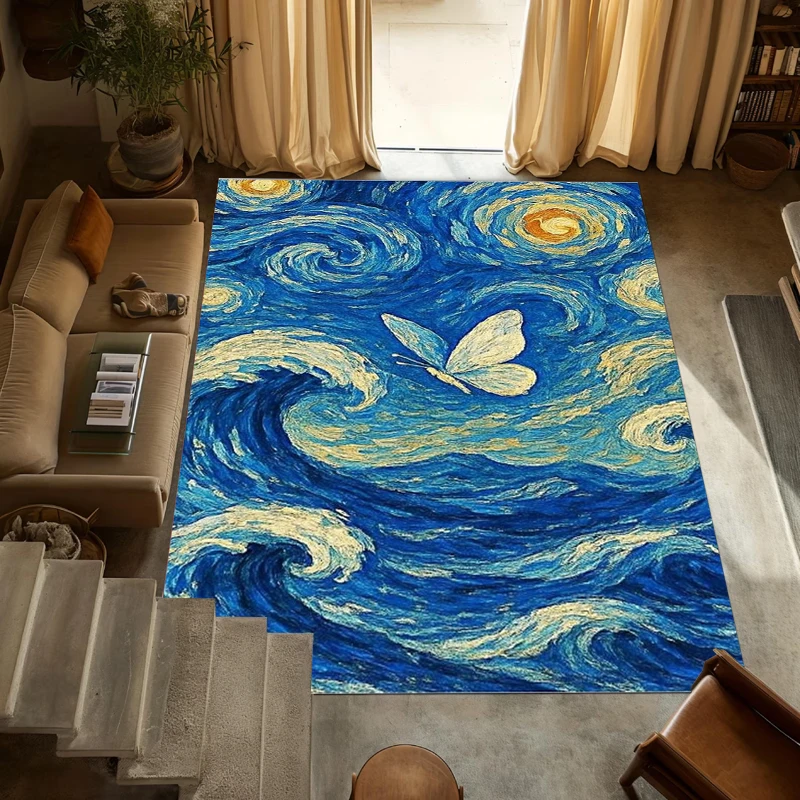 

Ковер с изображением звездной ночи Ван Гога, коврик для гостиной, украшение для дома, напольный коврик, декор для спальни, декор для стен, домашний декор в скандинавском стиле