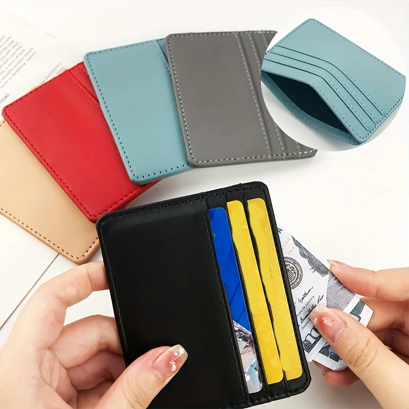 1 Pc Ultra-Thin Card Holder with Large Capacity, Small Card Holder with Multiple Card Slots, Compact and Exquisite Leather Pu Card Case for Women Ws00102