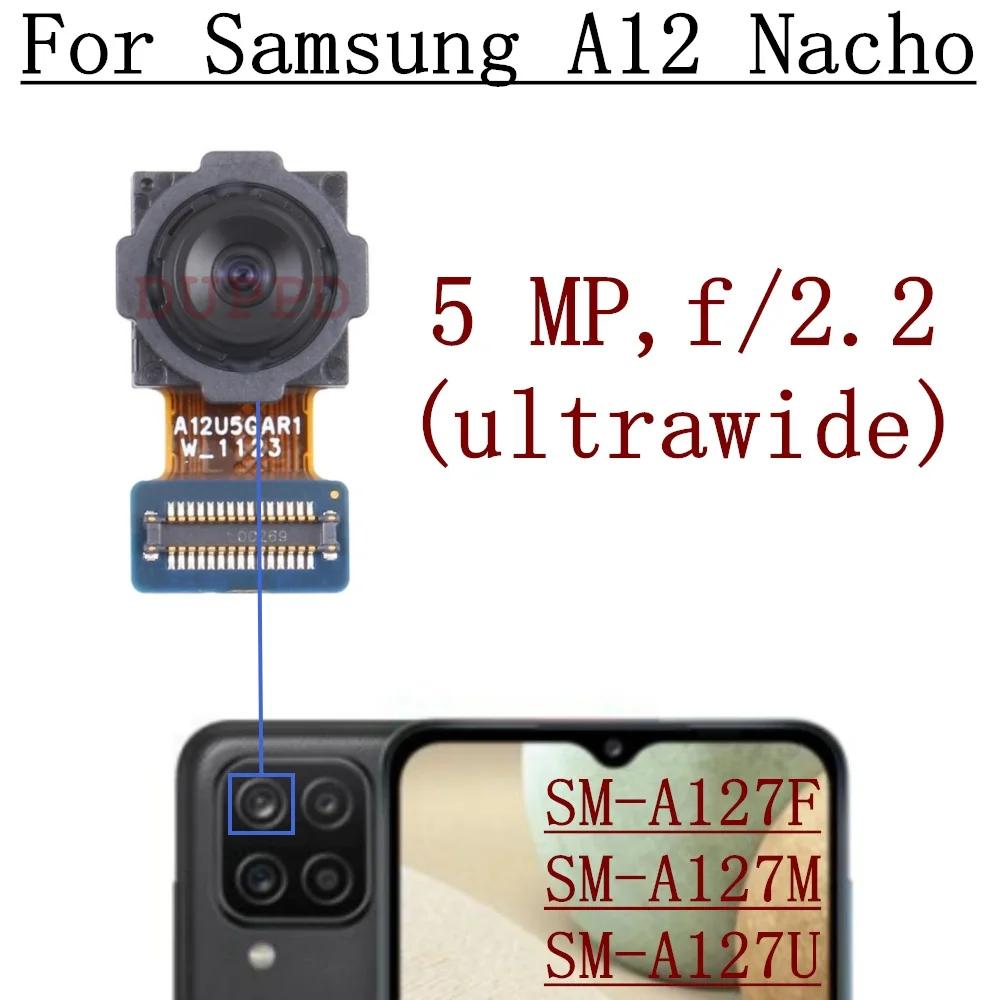 Front Rear Camera For Samsung Galaxy A12 Nacho A127 A127F A127U Back Wide Macro Depth Main Camera Module Flex Cable