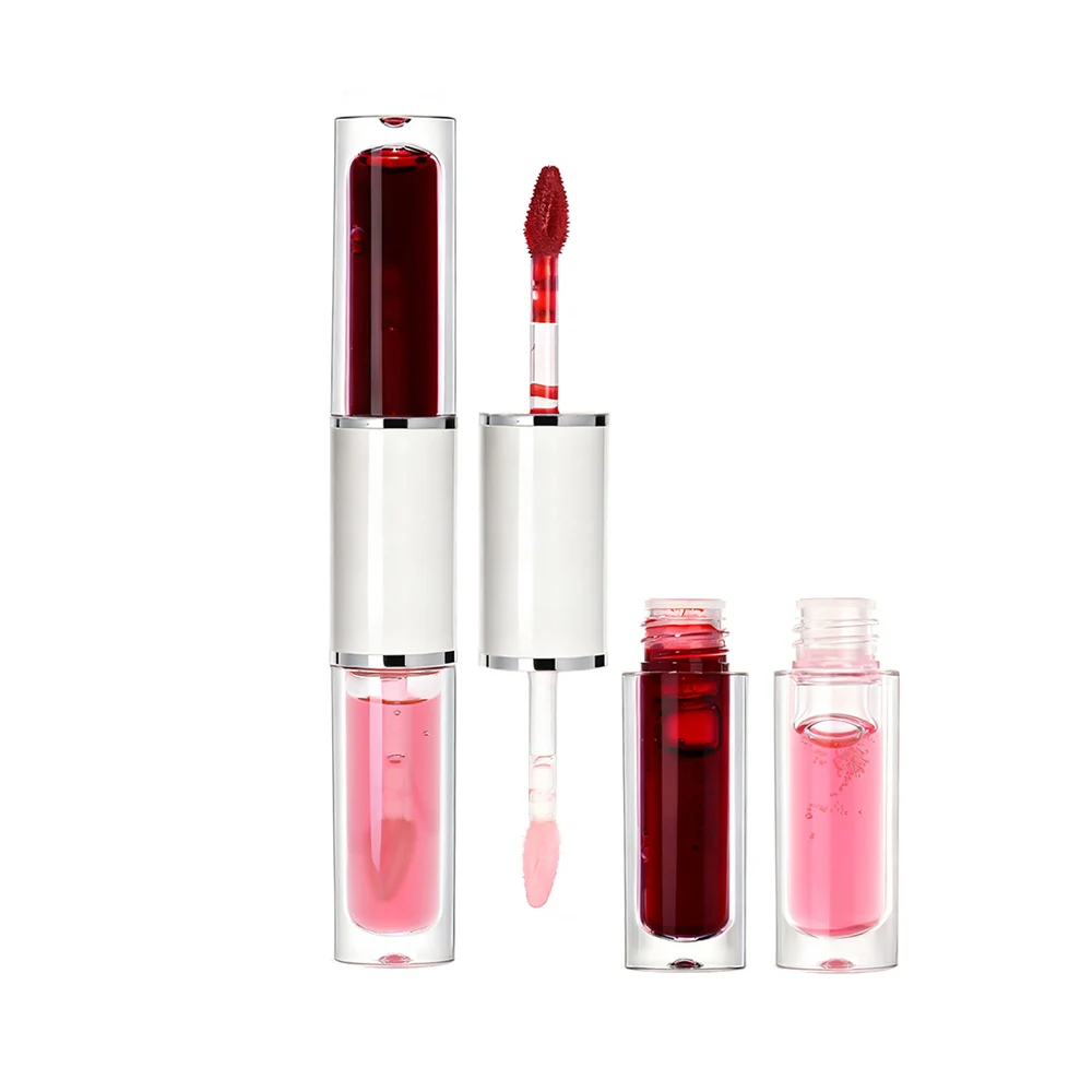 2-in-1ピールオフリップグロス プライベートラベル 4色 保湿 長持ち ダブルエンド ノンスティック カスタムロゴ メイクアップ 卸売