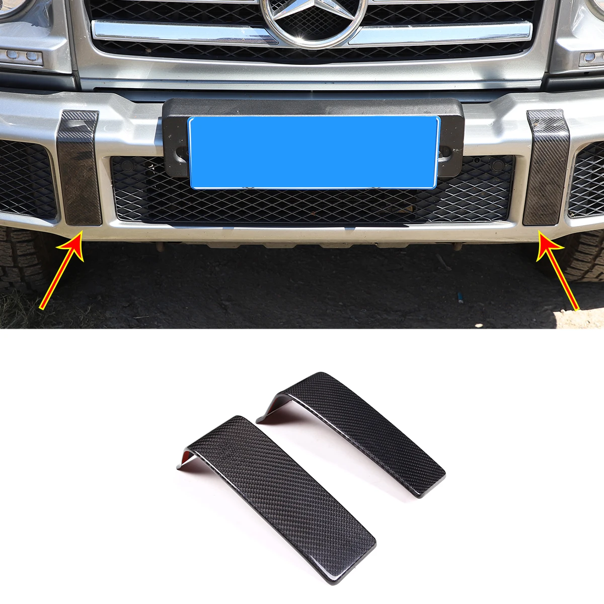 

For Mercedes-Benz G Class 2004-2018 Real Carbon Fiber Car Front Bumper Decorative Cover Sticker Car Exterior Accessories