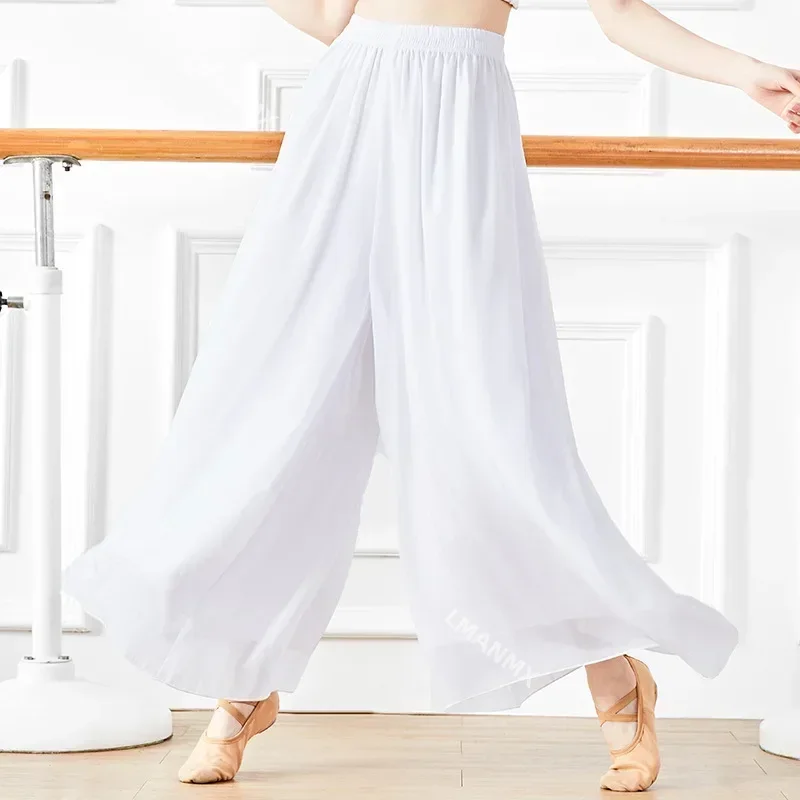 Classical Dance Women Chiffon Wide Leg Trousers With Sagging Feeling Art  Training Trousers Folk Belly Dance Trousers Yoga Pants