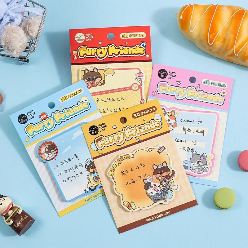 24-ピース-ロットかわいい猫犬メモパッド付箋かわいい文具ラベルメモ帳プランナーステッカーポスト学用品