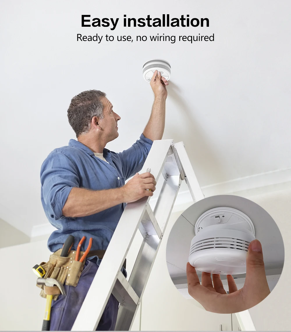 Independent Smoke Detector Sensor Fire Alarm Home Security System Firefighters Work With Tuya WiFi Smoke Alarm Fire Protection