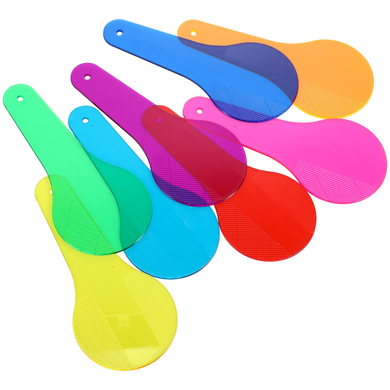 

8 Colorful Translucent Sheets Acrylic Material Round Handle Teaching Tools Color Mixing Film Learning Aids Cognitive Prop